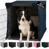 GORILLA GRIP Dog Crate Covers Compatible with Amazon Basics Dog Crates, All Sides Open, Privacy Cover Fits 36″ Wire Kennel, Breathable Mesh Windows, Light Reducing Puppy Training Cage Topper, Black(Navy)