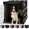 GORILLA GRIP Dog Crate Covers Compatible with Amazon Basics Dog Crates, All Sides Open, Privacy Cover Fits 36″ Wire Kennel, Breathable Mesh Windows, Light Reducing Puppy Training Cage Topper, Black(Black Paw)