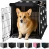 GORILLA GRIP Dog Crate Covers Compatible with Amazon Basics Dog Crates, All Sides Open, Privacy Cover Fits 36″ Wire Kennel, Breathable Mesh Windows, Light Reducing Puppy Training Cage Topper, Black(Black Paw)