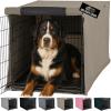 GORILLA GRIP Dog Crate Covers Compatible with Amazon Basics Dog Crates, All Sides Open, Privacy Cover Fits 36″ Wire Kennel, Breathable Mesh Windows, Light Reducing Puppy Training Cage Topper, Black(Light Taupe)