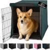 GORILLA GRIP Dog Crate Covers Compatible with Amazon Basics Dog Crates, All Sides Open, Privacy Cover Fits 36″ Wire Kennel, Breathable Mesh Windows, Light Reducing Puppy Training Cage Topper, Black(Hunter Green)