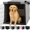 GORILLA GRIP Dog Crate Covers Compatible with Amazon Basics Dog Crates, All Sides Open, Privacy Cover Fits 36″ Wire Kennel, Breathable Mesh Windows, Light Reducing Puppy Training Cage Topper, Black(Gray)