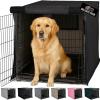 GORILLA GRIP Dog Crate Covers Compatible with Amazon Basics Dog Crates, All Sides Open, Privacy Cover Fits 36″ Wire Kennel, Breathable Mesh Windows, Light Reducing Puppy Training Cage Topper, Black(Black)