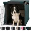 GORILLA GRIP Dog Crate Covers Compatible with Amazon Basics Dog Crates, All Sides Open, Privacy Cover Fits 36″ Wire Kennel, Breathable Mesh Windows, Light Reducing Puppy Training Cage Topper, Black(Hunter Green)