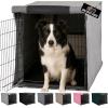 GORILLA GRIP Dog Crate Covers Compatible with Amazon Basics Dog Crates, All Sides Open, Privacy Cover Fits 36″ Wire Kennel, Breathable Mesh Windows, Light Reducing Puppy Training Cage Topper, Black(Gray)