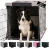 GORILLA GRIP Dog Crate Covers Compatible with Amazon Basics Dog Crates, All Sides Open, Privacy Cover Fits 36″ Wire Kennel, Breathable Mesh Windows, Light Reducing Puppy Training Cage Topper, Black(Taupe Dogs)