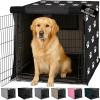 GORILLA GRIP Dog Crate Covers Compatible with Amazon Basics Dog Crates, All Sides Open, Privacy Cover Fits 36″ Wire Kennel, Breathable Mesh Windows, Light Reducing Puppy Training Cage Topper, Black(Black Paw)