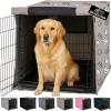GORILLA GRIP Dog Crate Covers Compatible with Amazon Basics Dog Crates, All Sides Open, Privacy Cover Fits 36″ Wire Kennel, Breathable Mesh Windows, Light Reducing Puppy Training Cage Topper, Black(Taupe Dogs)