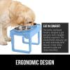 GORILLA GRIP Elevated Dog Bowls Stand, 6 Cup Stainless Steel Food Bowl Set of 2, 5 Height Adjustable Raised Feeding Station for Small Breed Puppy Dogs and Cats, Medium, Large Sized Pets Feeder, Blue(Light Blue)