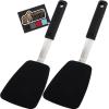 GORILLA GRIP Food Grade Flexible Silicone Spatula, Heat Resistant Head for Nonstick Frying Pan, Patented Soft Rubber Handle for Comfort, Non-Scratch Kitchen Turner, Flip Eggs Burgers, 11.6 in, Black(Black)