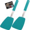 GORILLA GRIP Food Grade Flexible Silicone Spatula, Heat Resistant Head for Nonstick Frying Pan, Patented Soft Rubber Handle for Comfort, Non-Scratch Kitchen Turner, Flip Eggs Burgers, 11.6 in, Black(Turquoise)