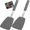 GORILLA GRIP Food Grade Flexible Silicone Spatula, Heat Resistant Head for Nonstick Frying Pan, Patented Soft Rubber Handle for Comfort, Non-Scratch Kitchen Turner, Flip Eggs Burgers, 11.6 in, Black(Gray)