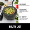 GORILLA GRIP Heavy Duty Mortar and Pestle Set with Slip Resistant Base, 100% Granite Stone Molcajete Guacamole Bowl, Grind Seeds, Garlic, Herb, Kitchen Muddler, Christmas Gifts for Chefs, 1.5 Cup Gray(Polished Black)