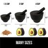GORILLA GRIP Heavy Duty Mortar and Pestle Set with Slip Resistant Base, 100% Granite Stone Molcajete Guacamole Bowl, Grind Seeds, Garlic, Herb, Kitchen Muddler, Christmas Gifts for Chefs, 1.5 Cup Gray(Polished Black)