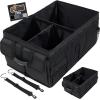 GORILLA GRIP Large Capacity Sturdy Trunk Storage Organizer, Slip and Water Resistant Collapsible Organization Container, Holiday Gifts for Men, Women, Multi Compartment Car or SUV Accessories, Black(Black)