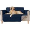 GORILLA GRIP Patented Waterproof Slip-Resistant 23″ Chair Protector Cover, for Leather or Fabric Couch Cushion, Large Microsuede Furniture Covers Dogs Pets Machine Washable Slipcover, Gray(Navy)