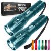 GORILLA GRIP Powerful LED Tactical Flashlight, 750 FT High Lumens 5 Adjustable Modes, Water Resistant, Ultra Bright Zoom Flashlights, Small Mini Flash Light, Camping, Night Dog Walking, Black(Teal Blue)
