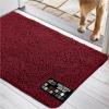 GORILLA GRIP SOAKSTOPPER Dog Door Mat, Machine Washable Rug Absorbent Doormat Captures Moisture Mud Dirt, Quick Dry Soft Chenille Entryway Rugs Indoor Entrance Mats for Dog Paws, 24×17 Black White(Burgundy)