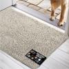 GORILLA GRIP SOAKSTOPPER Dog Door Mat, Machine Washable Rug Absorbent Doormat Captures Moisture Mud Dirt, Quick Dry Soft Chenille Entryway Rugs Indoor Entrance Mats for Dog Paws, 24×17 Black White(Cream)