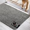 GORILLA GRIP SOAKSTOPPER Dog Door Mat, Machine Washable Rug Absorbent Doormat Captures Moisture Mud Dirt, Quick Dry Soft Chenille Entryway Rugs Indoor Entrance Mats for Dog Paws, 24×17 Black White(Grey)