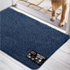GORILLA GRIP SOAKSTOPPER Dog Door Mat, Machine Washable Rug Absorbent Doormat Captures Moisture Mud Dirt, Quick Dry Soft Chenille Entryway Rugs Indoor Entrance Mats for Dog Paws, 24×17 Black White(Navy)