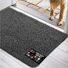 GORILLA GRIP SOAKSTOPPER Dog Door Mat, Machine Washable Rug Absorbent Doormat Captures Moisture Mud Dirt, Quick Dry Soft Chenille Entryway Rugs Indoor Entrance Mats for Dog Paws, 24×17 Black White(Charcoal)