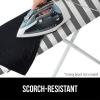 GORILLA GRIP The Original Ironing Board Cover and Pad, Silicone Coating, Thick Scorch Resistant Padding, Heavy Duty Iron Covers Standard Boards, Hook and Loop Fastener Strap, Silver, 15×54(Striped: White/Gray)