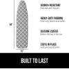 GORILLA GRIP The Original Ironing Board Cover and Pad, Silicone Coating, Thick Scorch Resistant Padding, Heavy Duty Iron Covers Standard Boards, Hook and Loop Fastener Strap, Silver, 15×54(Quatrefoil: Gray/White)