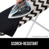 GORILLA GRIP The Original Ironing Board Cover and Pad, Silicone Coating, Thick Scorch Resistant Padding, Heavy Duty Iron Covers Standard Boards, Hook and Loop Fastener Strap, Silver, 15×54(Chevron: Black/Linen)