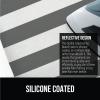 GORILLA GRIP The Original Ironing Board Cover and Pad, Silicone Coating, Thick Scorch Resistant Padding, Heavy Duty Iron Covers Standard Boards, Hook and Loop Fastener Strap, Silver, 15×54(Striped: White/Gray)