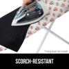 GORILLA GRIP The Original Ironing Board Cover and Pad, Silicone Coating, Thick Scorch Resistant Padding, Heavy Duty Iron Covers Standard Boards, Hook and Loop Fastener Strap, Silver, 15×54(Pink Floral)