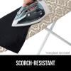GORILLA GRIP The Original Ironing Board Cover and Pad, Silicone Coating, Thick Scorch Resistant Padding, Heavy Duty Iron Covers Standard Boards, Hook and Loop Fastener Strap, Silver, 15×54(Damask)