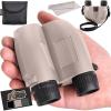 GORILLA GRIP 10×25 Compact Binoculars for Adults with Strap, Superior High Powered Clear 10X Magnification, Lightweight, Bird Watching, Hunting, Stargazing, Adjustable Eye Cups, Black(Khaki)