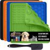 GORILLA GRIP BPA Free Silicone Lick Mat for Dogs, 49 Powerful Grip Suction Cups, Dishwasher and Freezer Safe Flexible Licking Pad for Dog Baths, Cat Grooming, Nail Trimming, Orange Purple 2 Pack(. Black/Green/Orange/Royal Blue)