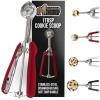 GORILLA GRIP BPA-Free Stainless Steel Cookie Scoop, 2 TBSP Scooper #40, Soft Grip Handle, Easy Food Release, Create Even Portion Sizes, Multipurpose Kitchen Melon Baller, Meatball Spring Scoops, Black(Red)