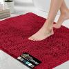 GORILLA GRIP Bath Rug Mat 36×24, Thick Absorbent Chenille, Quick Dry Microfiber Mats, Rubber Backing Washable Shower Floor Rugs, Bathmat Runner, US Designed Bathroom Home Decor Accessories Gray Beige(Red)