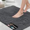 GORILLA GRIP Bath Rug Mat 36×24, Thick Absorbent Chenille, Quick Dry Microfiber Mats, Rubber Backing Washable Shower Floor Rugs, Bathmat Runner, US Designed Bathroom Home Decor Accessories Gray Beige(Charcoal)