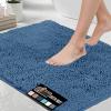 GORILLA GRIP Bath Rug Mat 36×24, Thick Absorbent Chenille, Quick Dry Microfiber Mats, Rubber Backing Washable Shower Floor Rugs, Bathmat Runner, US Designed Bathroom Home Decor Accessories Gray Beige(Blue)