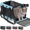 GORILLA GRIP Cat Carrier Travel Bag Up to 15 Lbs, Soft Collapsible Small Dog Carriers, Top and Side Entry Breathable Mesh, Grip Feet on Underside, Cozy Washable Waterproof Pad, Portable Kennel, Gray(Blue)