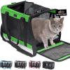 GORILLA GRIP Cat Carrier Travel Bag Up to 15 Lbs, Soft Collapsible Small Dog Carriers, Top and Side Entry Breathable Mesh, Grip Feet on Underside, Cozy Washable Waterproof Pad, Portable Kennel, Gray(Light Green)