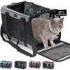 GORILLA GRIP Cat Carrier Travel Bag Up to 15 Lbs, Soft Collapsible Small Dog Carriers, Top and Side Entry Breathable Mesh, Grip Feet on Underside, Cozy Washable Waterproof Pad, Portable Kennel, Gray(Gray)