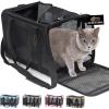 GORILLA GRIP Cat Carrier Travel Bag Up to 15 Lbs, Soft Collapsible Small Dog Carriers, Top and Side Entry Breathable Mesh, Grip Feet on Underside, Cozy Washable Waterproof Pad, Portable Kennel, Gray(Black)