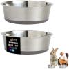 GORILLA GRIP Dog Bowls, Holds 2 Cups Each (16 fl oz), Heavy Duty Stainless Steel Food and Water Bowl for Feeding Dogs and Cats, Dishwasher Safe, Rust Resistant, BPA Free Rubber Base, Set of 2 Black(Gray)