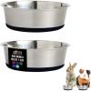 GORILLA GRIP Dog Bowls, Holds 2 Cups Each (16 fl oz), Heavy Duty Stainless Steel Food and Water Bowl for Feeding Dogs and Cats, Dishwasher Safe, Rust Resistant, BPA Free Rubber Base, Set of 2 Black(Black)