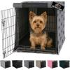GORILLA GRIP Dog Crate Covers Compatible with Amazon Basics Dog Crates, All Sides Open, Privacy Cover Fits 36″ Wire Kennel, Breathable Mesh Windows, Light Reducing Puppy Training Cage Topper, Black(Gray Black Paw)