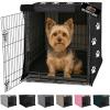 GORILLA GRIP Dog Crate Covers Compatible with Amazon Basics Dog Crates, All Sides Open, Privacy Cover Fits 36″ Wire Kennel, Breathable Mesh Windows, Light Reducing Puppy Training Cage Topper, Black(Black Paw)