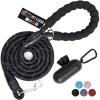 GORILLA GRIP Dog Leash, Heavy Duty Reflective Rope Leashes for Large, Medium, Small Breed Dogs, Puppy Training Essential for Walks, Hikes, Soft Handle, Rotating Metal Clip, Waste Bag Dispenser, Blue(Black)
