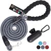 GORILLA GRIP Dog Leash, Heavy Duty Reflective Rope Leashes for Large, Medium, Small Breed Dogs, Puppy Training Essential for Walks, Hikes, Soft Handle, Rotating Metal Clip, Waste Bag Dispenser, Blue(Gray)