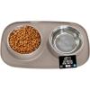 GORILLA GRIP Feeding Mat Set, 4 Cup, Patent Pending 100% Waterproof BPA Free Silicone, Stainless Steel Cat and Dog Bowls, Slip Resistant, Edges Catch Water Food, US Designed Pet Accessories, Turquoise(Beige)