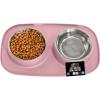 GORILLA GRIP Feeding Mat Set, 4 Cup, Patent Pending 100% Waterproof BPA Free Silicone, Stainless Steel Cat and Dog Bowls, Slip Resistant, Edges Catch Water Food, US Designed Pet Accessories, Turquoise(Light Pink)
